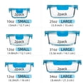 thumbnail image 2 of Glass Meal Prep Containers Set of 12 Food Storage Containers for Lunches, Dishwasher Safe, Blue, 2 of 4