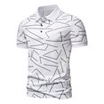 thumbnail image 2 of RKSTN Polos pour Hommes à Imprimé Boutons Coupe Ajustée Col Rabattu Chemises Manches Courtes Mode Décontractée Blouse Hauts, 2 of 9