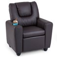 thumbnail image 2 of Costway Kids Recliner Chair with Cup Holder & Side Pocket Adjustable Backrest Footrest Brown, 2 of 10