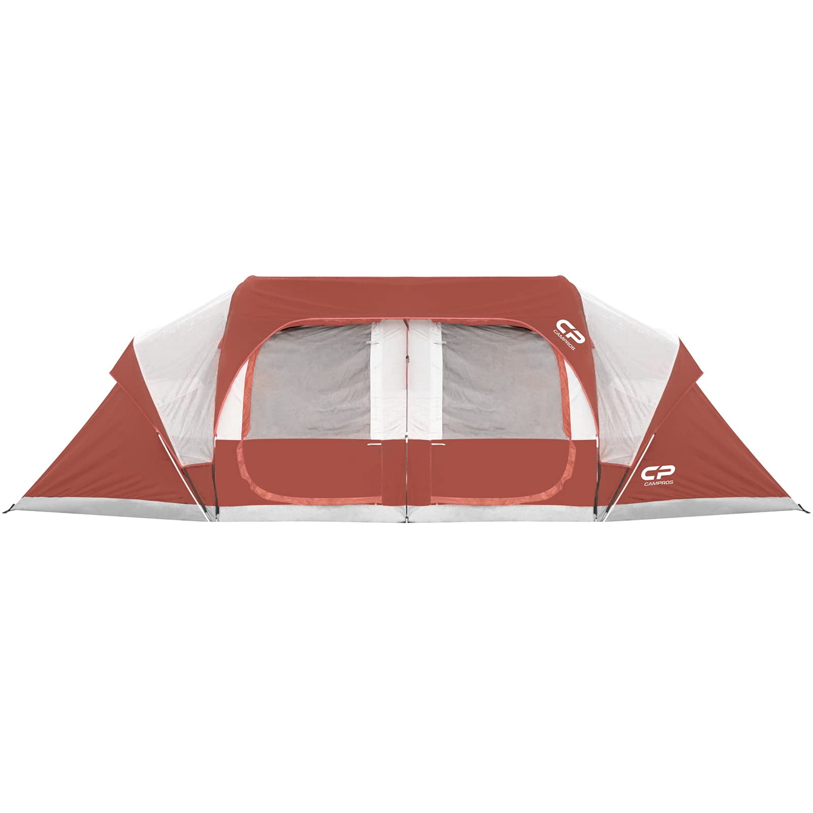 CAMPROS CP 12 Person Cabin Tent, 2 Room Extra Large Straight Wall Camping Tents Waterproof Windproof with Top Rainfly, 6 Large Mesh Windows, Double Layer, Easy Set Up Family Tent