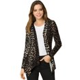 thumbnail image 1 of INSPIRE CHIC Cardigan Léger pour Femmes d'Halloween à Manches Longues, Ouvert à l'Avant, Ourlet Asymétrique, Grand, Brun, 1 of 6