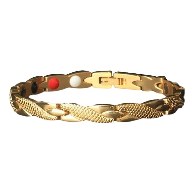 mmirethe Stylish And Adjustable Textured Magnetic Bracelet For Men Adjustable Bracelet gold 5Set