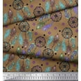 thumbnail image 3 of Soimoi Polyester Crepe Fabric Eye,Dot & Peacock Feather Print Fabric by The Yard 42 Inch Wide, 3 of 4