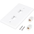 thumbnail image 2 of 4 Pack 2 Port Ethernet Wall Plate, Cat6 Female to Female Wall Jack RJ45 Inline Coupler Wall Outlet, White, 2 of 6