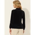 thumbnail image 4 of INSPIRE CHIC Chemise en Velours pour Femme à Col Pointu avec Poche Noir TP, 4 of 5