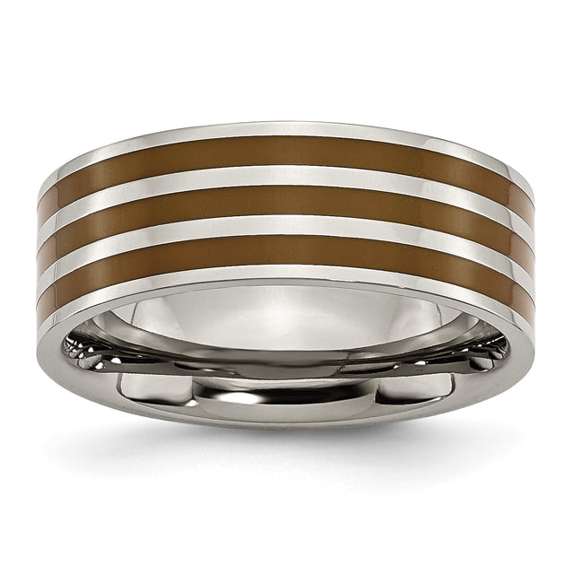 Titanium Brown 8mm Wedding Band Ring Man For Dad Mens For Him