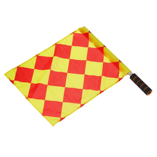 Unique Bargains Linesman Referee Flag Stainless Steel Pole Sponge Grip, Diamond Checkered
