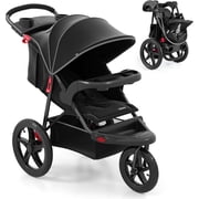 INFANS Jogging Stroller, Jogger Travel System with Shock Absorbing Suspension Dining Plate Cup Holder Adjustable Backrest, Lightweight Baby Strollers for Newborn