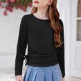 thumbnail image 4 of Plebaso Chemises à Manches Longues pour Filles avec Cordon de Serrage Col Rond Blouses Décontractées Mode Tunique pour Enfants Filles, 4 of 7