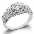 thumbnail image 1 of 1 3/4ct Round Three Stone Pave Diamond Engagement Ring 14k White Gold, 1 of 3