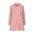 thumbnail image 4 of FcBaudy Robe à Manches Longues à Col Rabattu, Robes de Printemps pour Femmes, Robes pour Femmes Mode Robes pour Femmes Décontractées à Manches Longues à Rayures Imprimées Robe Chemise à Revers Jupes Rebondissantes pour Dames sur Tous les Côtés, 4 of 6