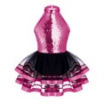 thumbnail image 1 of inhzoy Robe de Danse Ballet en Tulle à Sequins pour Filles, Performance Jazz Latine, Rose 8, 1 of 5