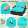 thumbnail image 3 of Costway Ensemble de Lit de Jour en Rotin pour Patio avec Causeuse Rembourrée et Pouf de Rangement pour Véranda Turquoise, 3 of 4