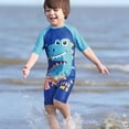 thumbnail image 2 of MIASHUI Boys One Piece Swimsuits Dinosaur Rash Guard Swimwear with Swimming Cap,Sky Blue,4-5 Years, 2 of 8