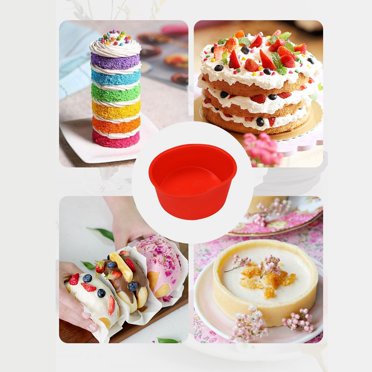 10 Pieces Silicone Cake Mold Valentine's Day Round Baking Pan 4 Inch Baking Mold Kitchen Silicone Bakeware Pan Red, Blue