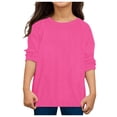 thumbnail image 4 of PMVFHDE T-Shirt à Manches Longues pour Enfants Garçons Filles Automne Printemps Col Rond T-Shirt Hauts, Rose Vif, 6-7 Ans, 4 of 4