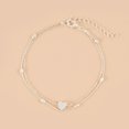 thumbnail image 2 of Leaves & Heart Anklet Foot Chain Boho Beach Beads Silver plated, 2 of 8