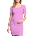 thumbnail image 2 of Ovzne Robes pour Femmes Robe d'Été Femme à la Mode Imprimée Plissée Jupe de Maternité à Manches Courtes Col Rond Robe Mi-Mollet Robe de Vacances à Manches Courtes Imprimée Liquidation, 2 of 6