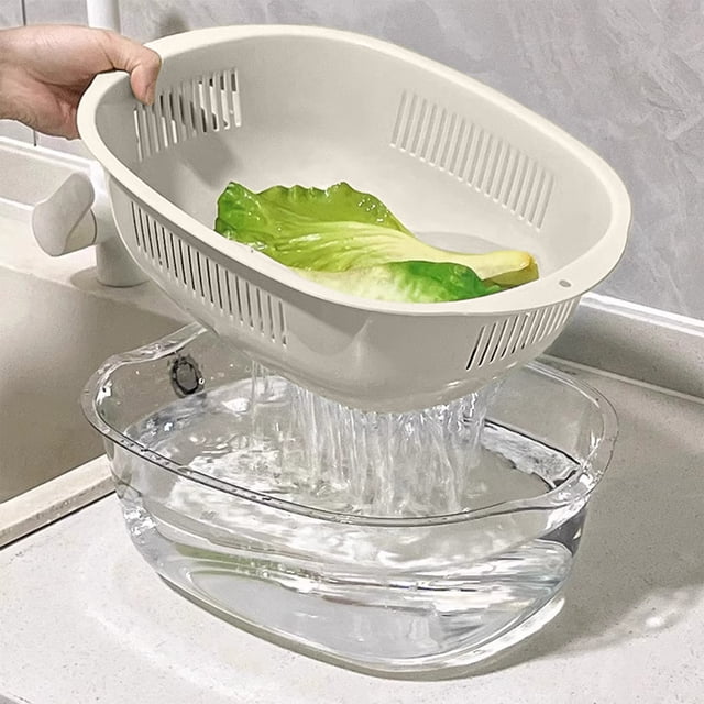 Multi Functional Fruit and Vegetable Washing Basket with Strainer | Colander for Kitchennk with Drainer | Food Catcher and Rinser Bowl for Salad Making | Collapsible Produce Cleaner for Home Use |