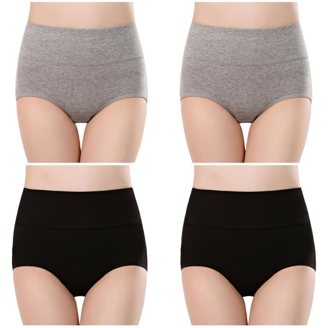 Plebaso Womens High Waisted Cotton Underwear Full Coverage Ladies Panties Multipack Regular and Plus Size