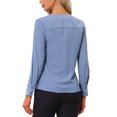 thumbnail image 3 of INSPIRE CHIC Blouse de Travail de Bureau pour Femme à Manches Longues à Col en V Blouse Bleu Gris TP, 3 of 6