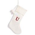 thumbnail image 1 of Christmas Knitted Stocking With Personalised Alphabet Letter Initial Alphabet Knitting White U, 1 of 9
