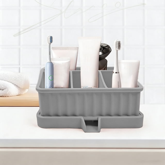 EGNMCR Storage Bins, Storage Containers Silicone Toothbrush Toothpaste Storage Box Rack Bathroom Storage Rack Bathroom Wash Set Beauty Product Storage Silicone storage box