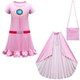 thumbnail image 1 of HAWEE Filles Princess Peach Costume Cosplay Décontracté Déguisement Robe Pêche, 1 of 6