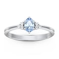 thumbnail image 2 of Birthstone Oval Ring with Shoulder Accents - Aquamarine (March), 2 of 5