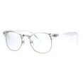 thumbnail image 3 of Lunettes Hipster à Demi-Cerclage Classiques à Monture Transparente Dorée, 3 of 4