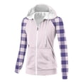 thumbnail image 4 of Chbgutlmr Sweatshirt for Women Raglan Long Sleeve Casual Plaid Jackets Drawstring Zip up Hoodies Pockets, 4 of 8