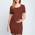 thumbnail image 1 of Ovzne Robes pour Femmes 2025 Robe de Plage Femme à la Mode Imprimée Plissée Jupe de Maternité à Manches Courtes Col Rond Robe Mi-Mollet Robe de Vacances à Manches Courtes Imprimée Liquidation, 1 of 7