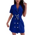 thumbnail image 1 of Gspmoly Robes d'Été, Tailleur pour Femme à Lacets, Col à Revers, Boutons, Robe Unie, Robes de Cocktail pour Femmes en Liquidation, 1 of 5