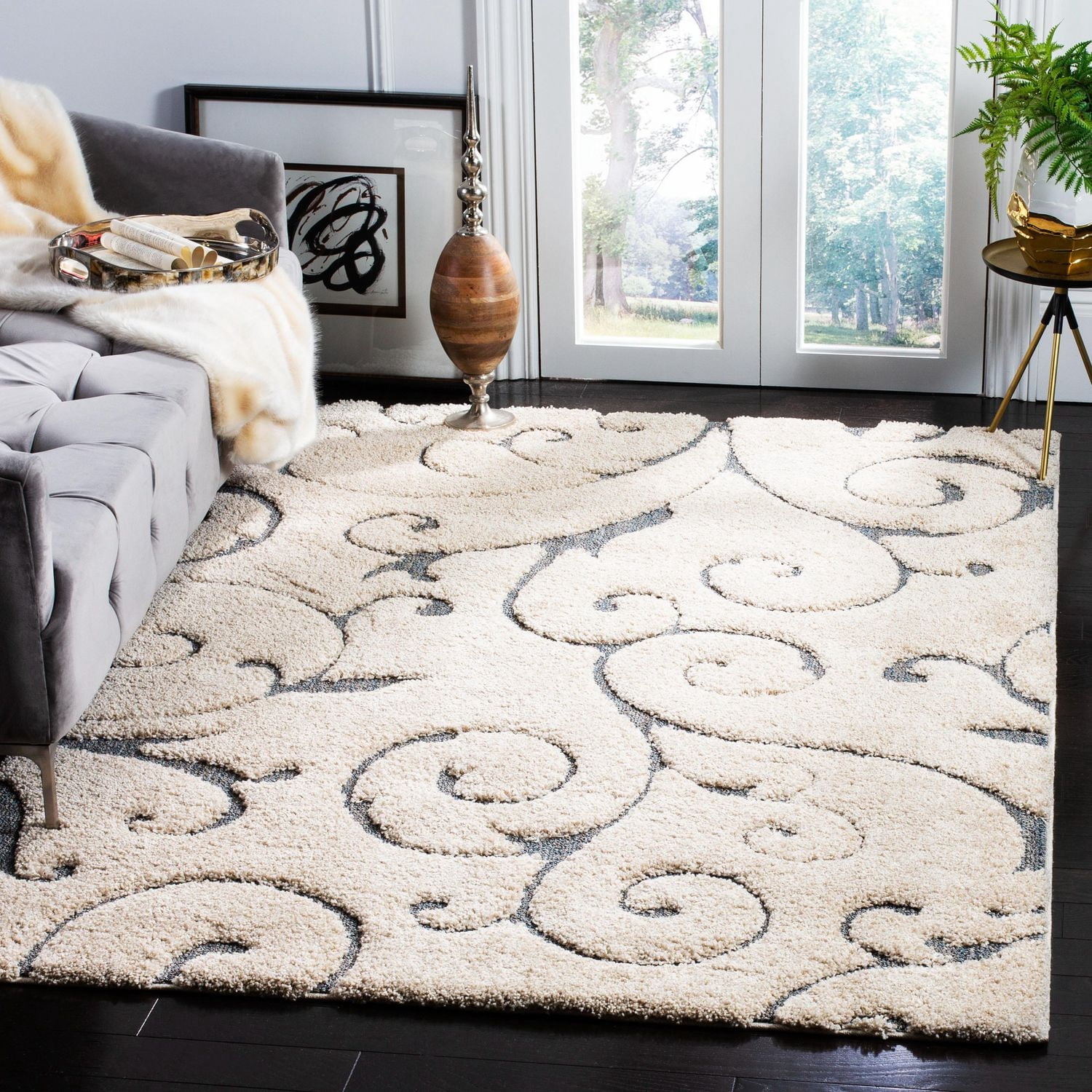 SAFAVIEH Florida Douglas Floral Vines Shag Area Rug