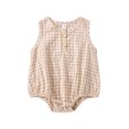 thumbnail image 1 of Faithtur Bébé Filles d'Été Plaid Kaki Sans Manches Col Rond Bouton Casual Playsuit, 1 of 8
