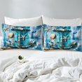 thumbnail image 4 of Erosebridal Nautical Anchor Sheet Set Full, Summer Beach Starfish Sea Shell Bedding Sets Full Size 4 Pieces, 4 of 7