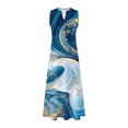 thumbnail image 4 of Ovzne Robes d'Été pour Femmes 2025 Robe Femme Mode Confortable Été Imprimé Sans Manches Col en V Robe Maxi Grande Taille Imprimée Liquidation, 4 of 5