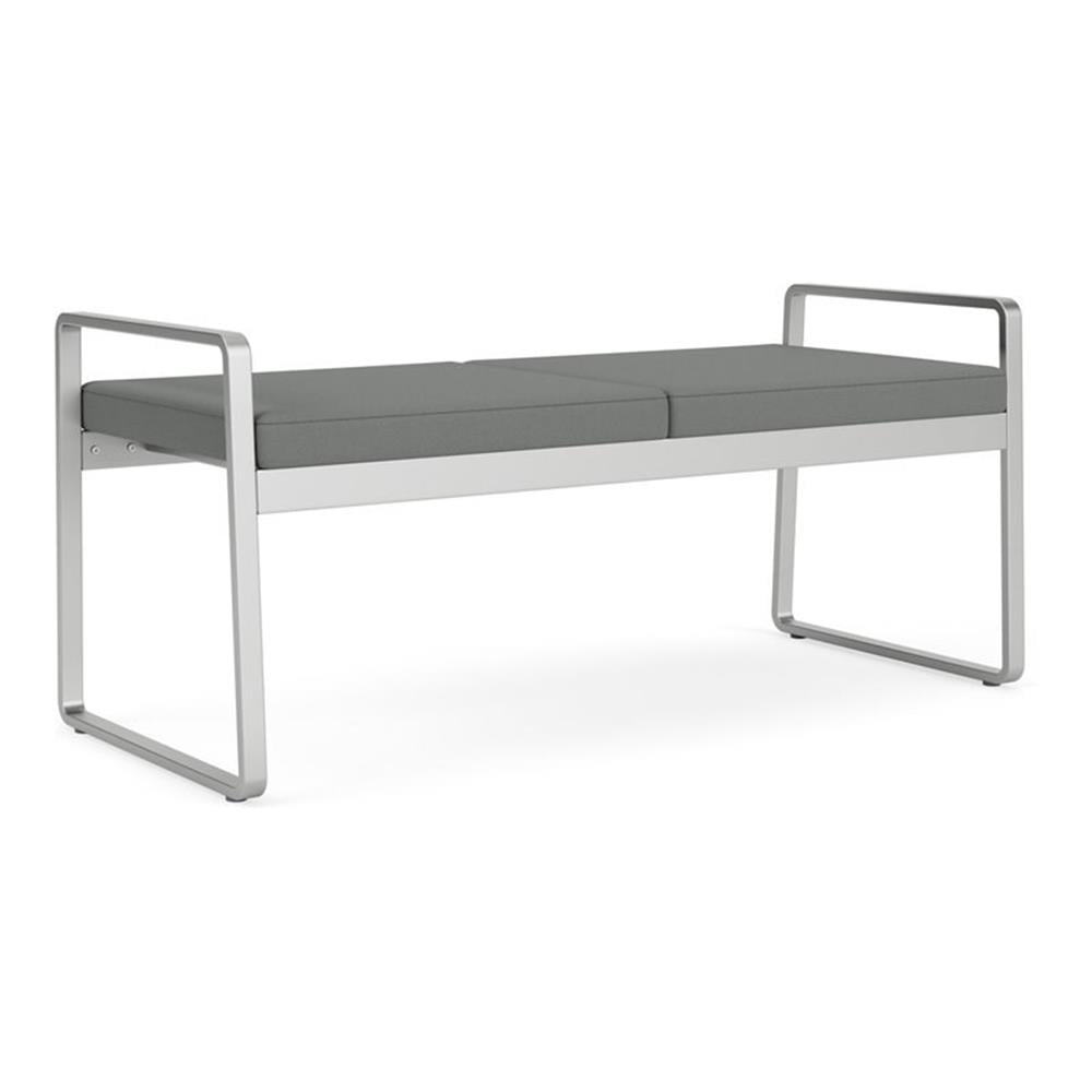 Gansett Reception Waiting Room 2-Seat Bench / Silver Steel / Light Gray