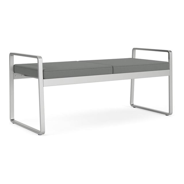 Gansett Reception Waiting Room 2-Seat Bench / Silver Steel / Light Gray