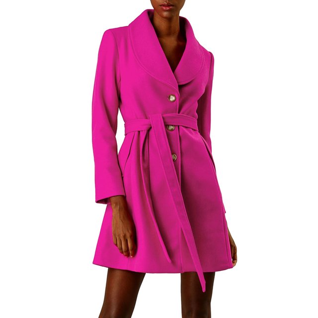 INSPIRE CHIC Manteau Trench Long pour Femme, Mignon, à Col Rabattu, à Simple Boutonnage, avec Ceinture