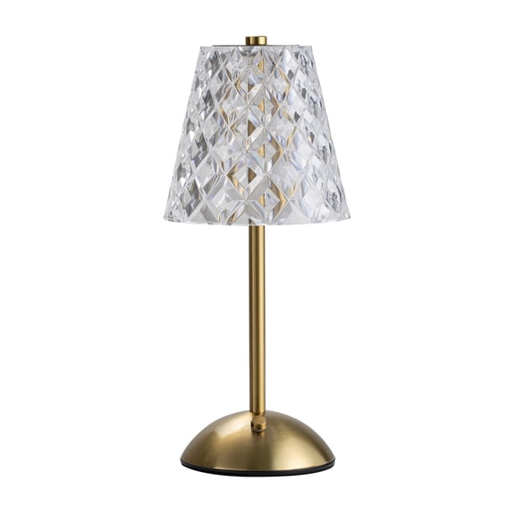 Merkury Innovations 11.6 inch Diamond Acrylic Shade Portable LED Metal Touch Lamp, Gold Base, 1-pack