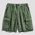 thumbnail image 1 of Mens Sports Leisure Elastic Waist Multi-Pockets Relaxed Summer Shorts Pants, 1 of 8