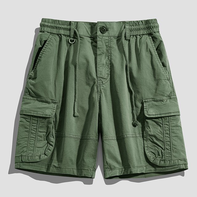 Mens Sports Leisure Elastic Waist Multi-Pockets Relaxed Summer Shorts Pants