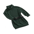 thumbnail image 3 of Robe Chandail pour Filles Bébé Hiver Automne Col Roulé Manches Longues Tricotée avec Ceinture Vert 3-4 Ans, 3 of 7