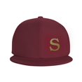 thumbnail image 3 of ZICANCN Alphabet S Pattern Baseball Caps, Trucker Hats for Men And Women, Adjustable Breathable Flat Caps, Dark Red, 3 of 6