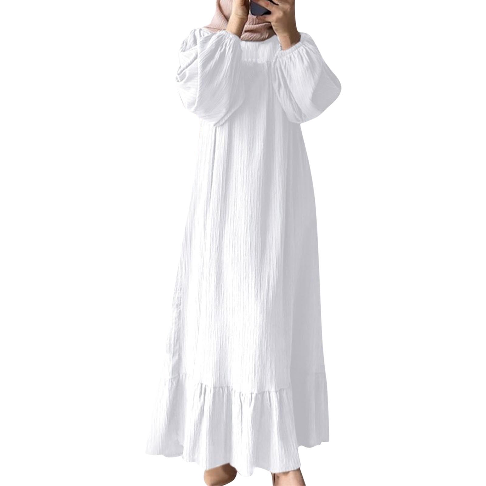 Kcodviy Abaya pour Femmes à Manches Longues Deux Mignonne Robe de Bal Grande Taille Robe Musulmane Vêtements de Prière Robes pour Caftan Décontracté