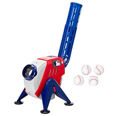 Franklin Sports Machine de Lancer pour Enfants MLB - Machine de Lancer de Baseball MLB pour l'Entraînement au Bâton des Enfants - Pichet Puissant MLB avec Vitesses Réglables et Angles de Lancement (Blanc/rouge)
