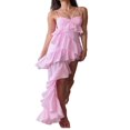 thumbnail image 1 of Women‘s Fairy Spaghetti Strap Sling Long Dress Sleeveless Backless Irregular Ruffle Hem Dress, 1 of 7
