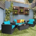 thumbnail image 1 of Patiojoy 4PCS Patio Rattan Wicker Conversation Furniture Set Sectional Sofa & Coffee Table, 1 of 6