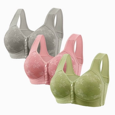 Cameland Bralettes for Women Bras for Women 3 Packs Bra For Senior Front Closure Breathable Bra For Seniors Wirefree Bras For Older Women No Underwire Wireless Bras Womens Bras
